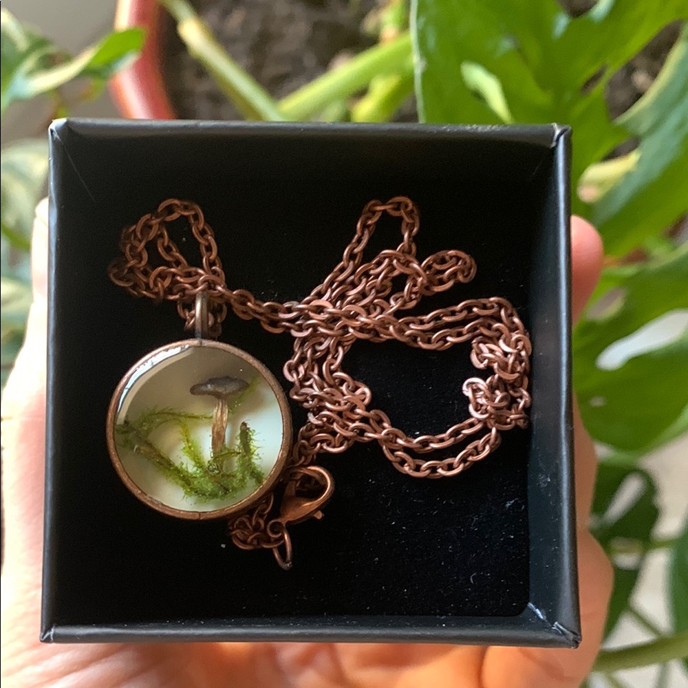 Copper Mushroom Pendant Necklace